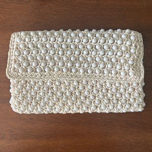 Vintage 1960’s Raffia and beaded clutch, no labels.